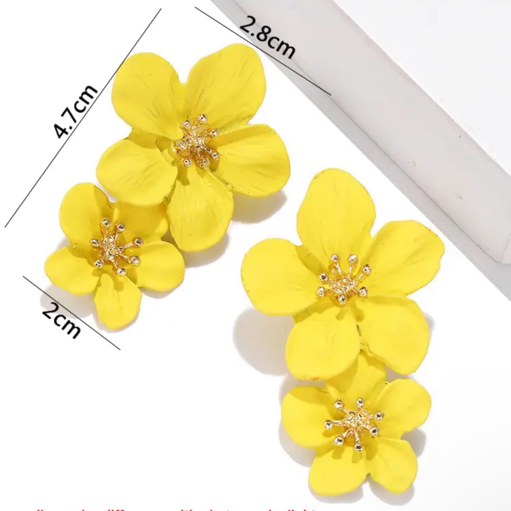Yellow Flower Earrings Earrings Dandling 3d Hypoallergenic